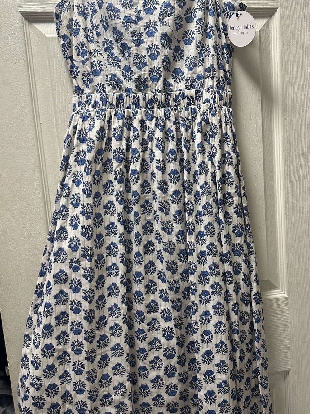 Blue Floral Maxi Dress - Sleeveless Summer Maxi